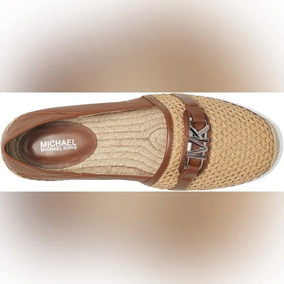 Michael Kors Ember Slip On Leather& Woven Espadrilles Size 10 A35 - Picture 4 of 13